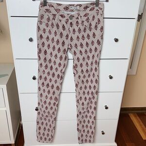Free People Red and White Patterned Women Corduroy Jeans